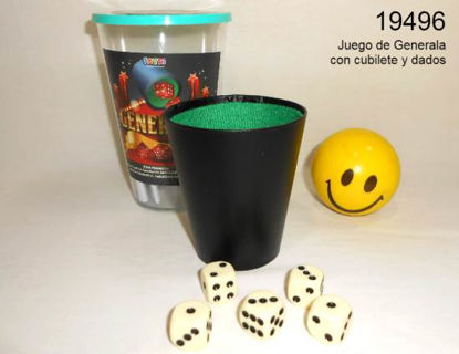 Imagen de GENERALA DADOS HUESOS Y DE COLORES EN VASO CON TAPA 8.24